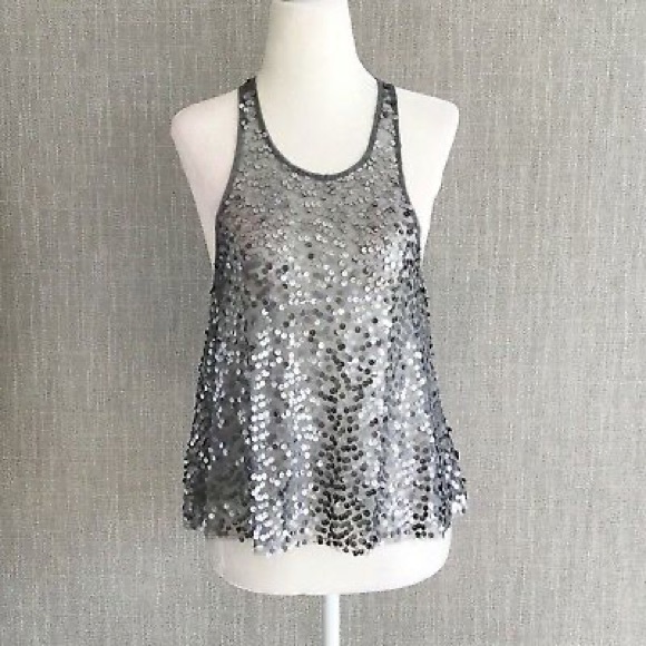 Free People Tops - Free people silver sequin racer back